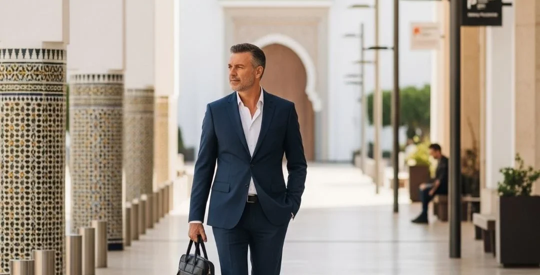 Homme d'affaires en costume à Casablanca.