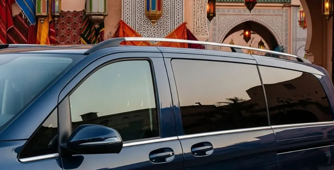 Modern private van at Moroccan festival.