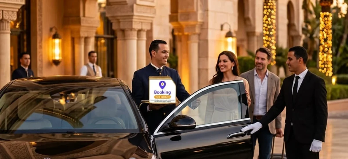 سائق بهندام صارم أمام سيارة مرسيدس لخدمة الكونسيرج الفاخرة في الرباط